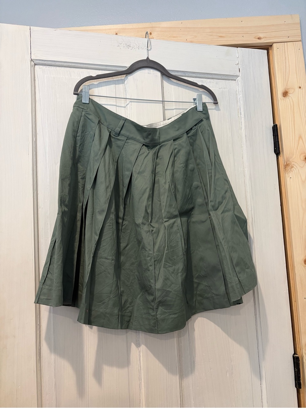 Jcrew Green Pleated A-Line Skirt